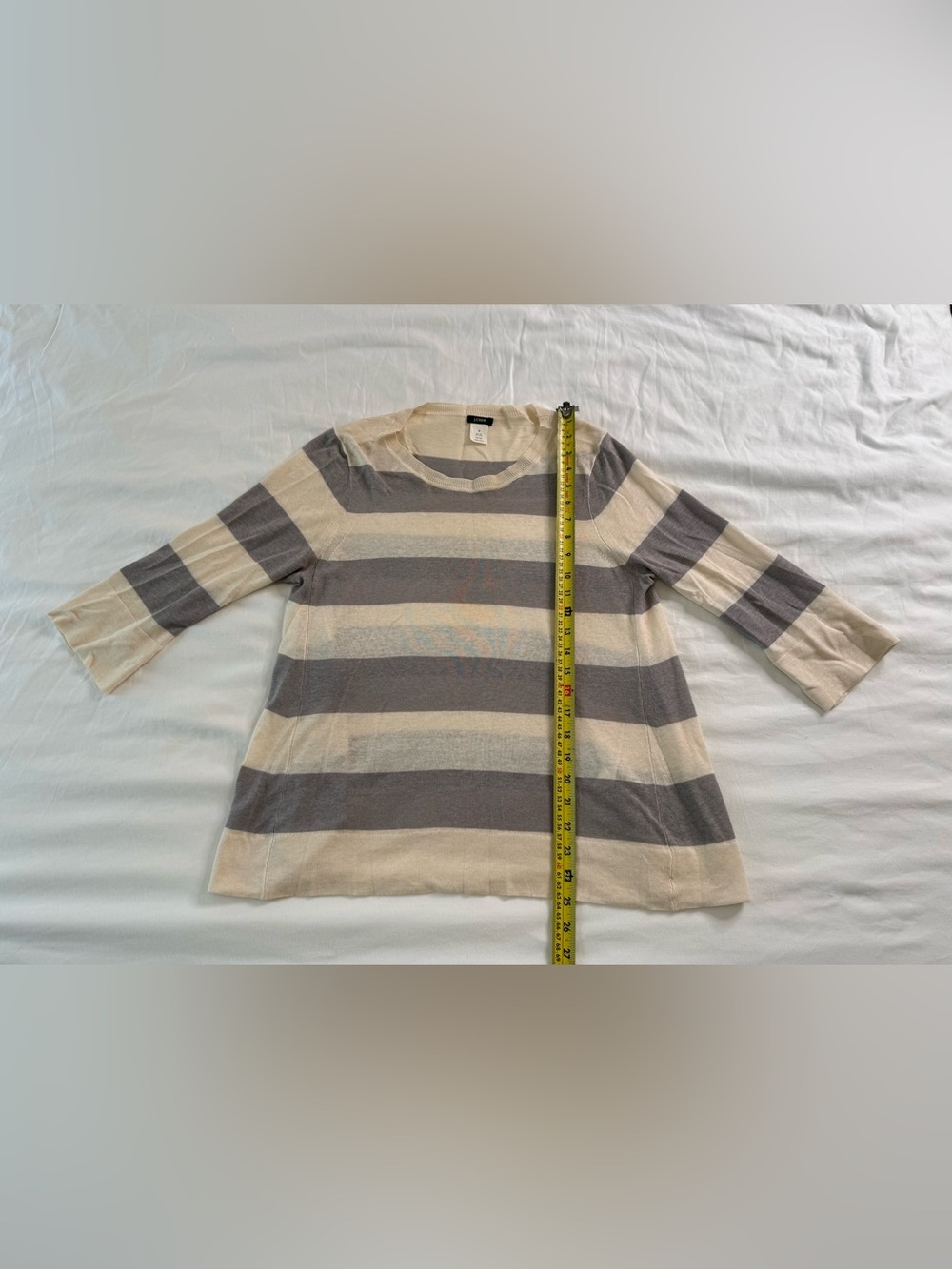 J.Crew Silk Linen Stripe Sweater M Quiet Luxury Coastal Classic - Picture 7 of 10